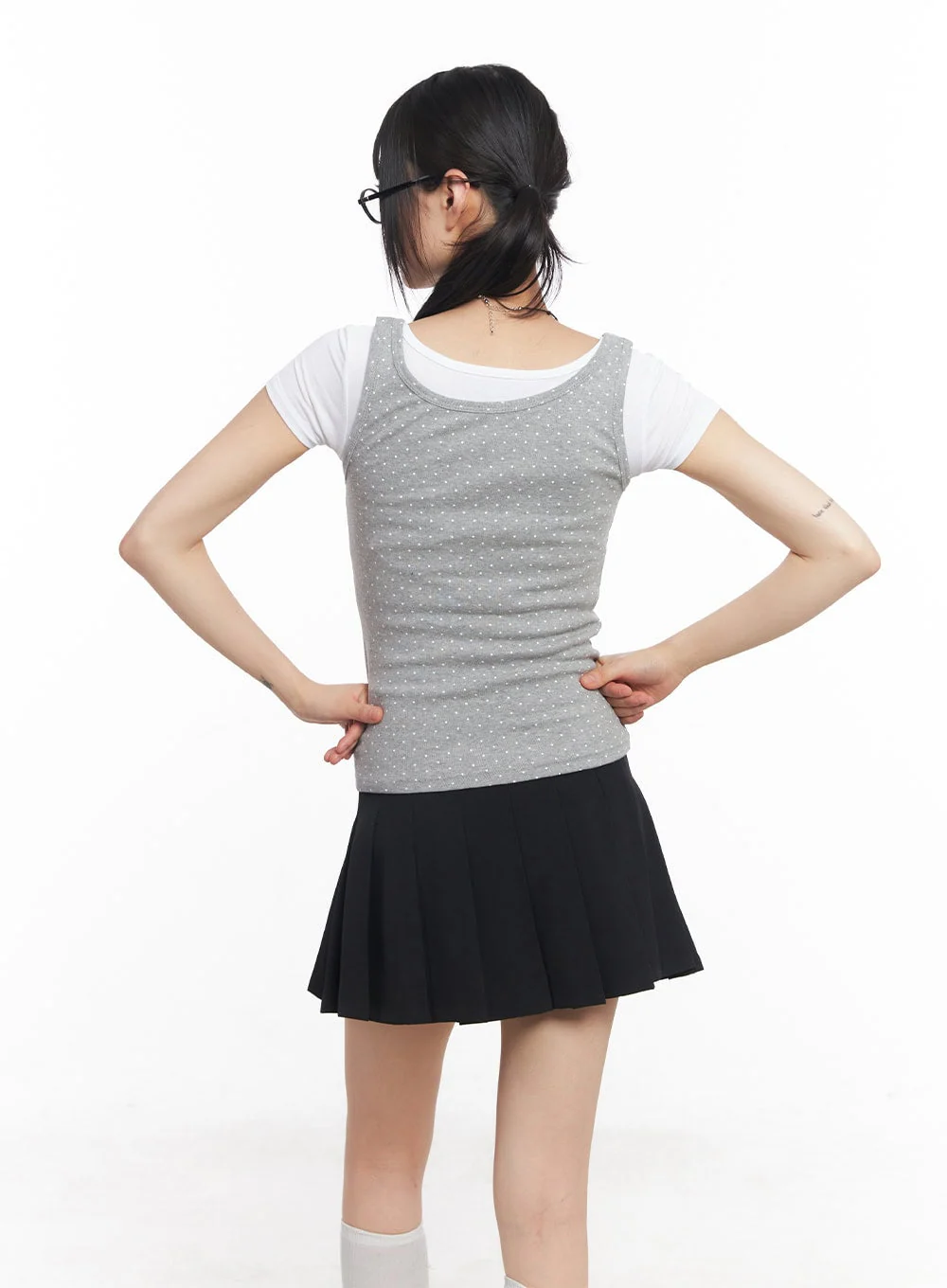 Polka Dot Slim-Fit Tank Top CY514 - Image 4