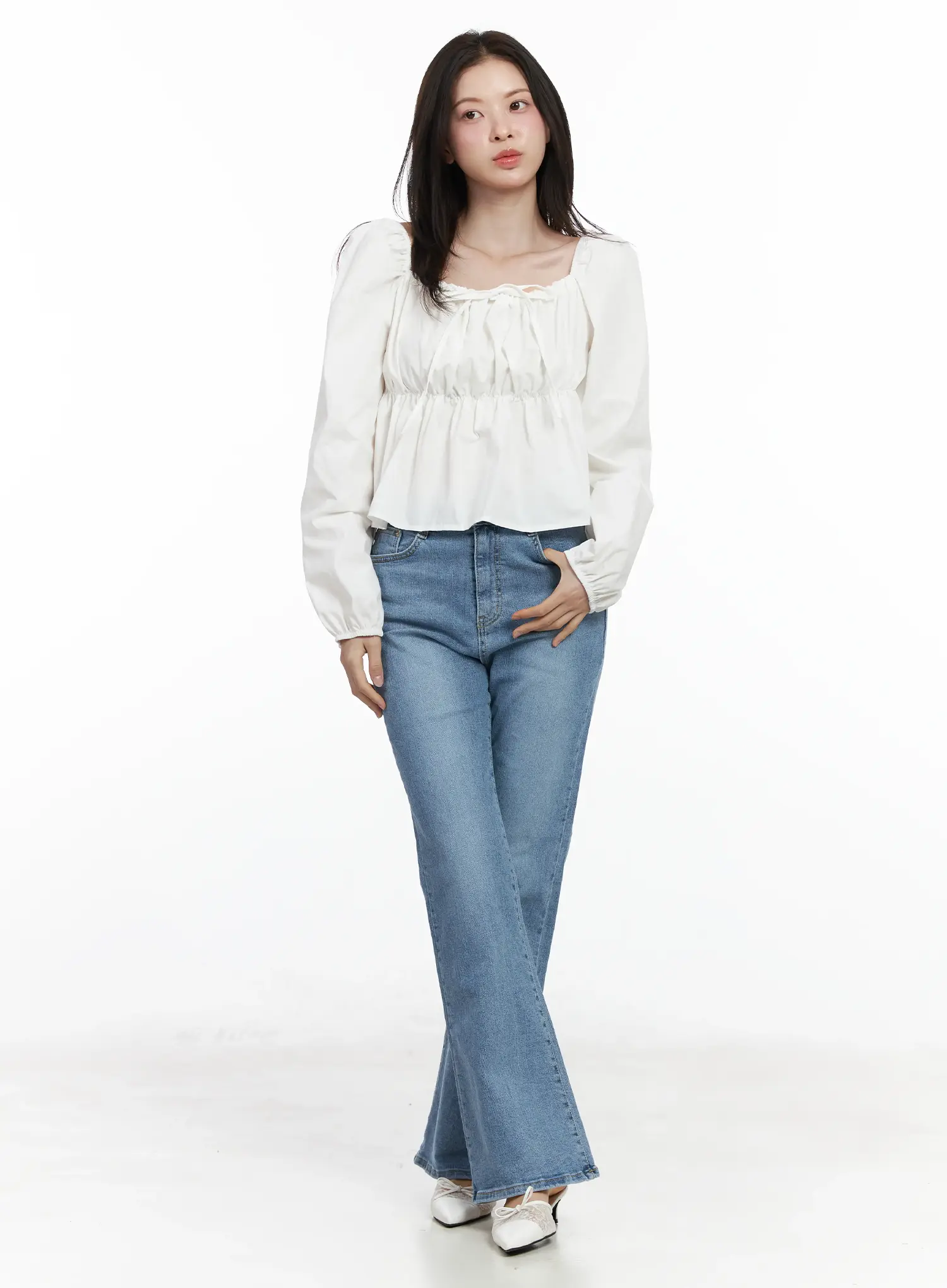 Puff-Sleeve Cotton Blouse IF520 - Image 6