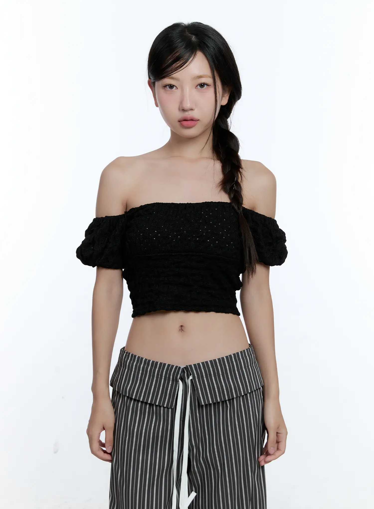 Puff-Sleeve Off-Shoulder Top CU526 - Image 2