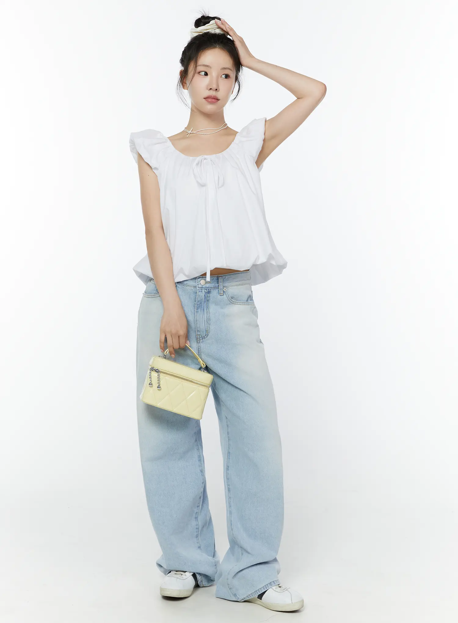 Puff Sleeve Tie-Front Blouse IY511 - Image 7