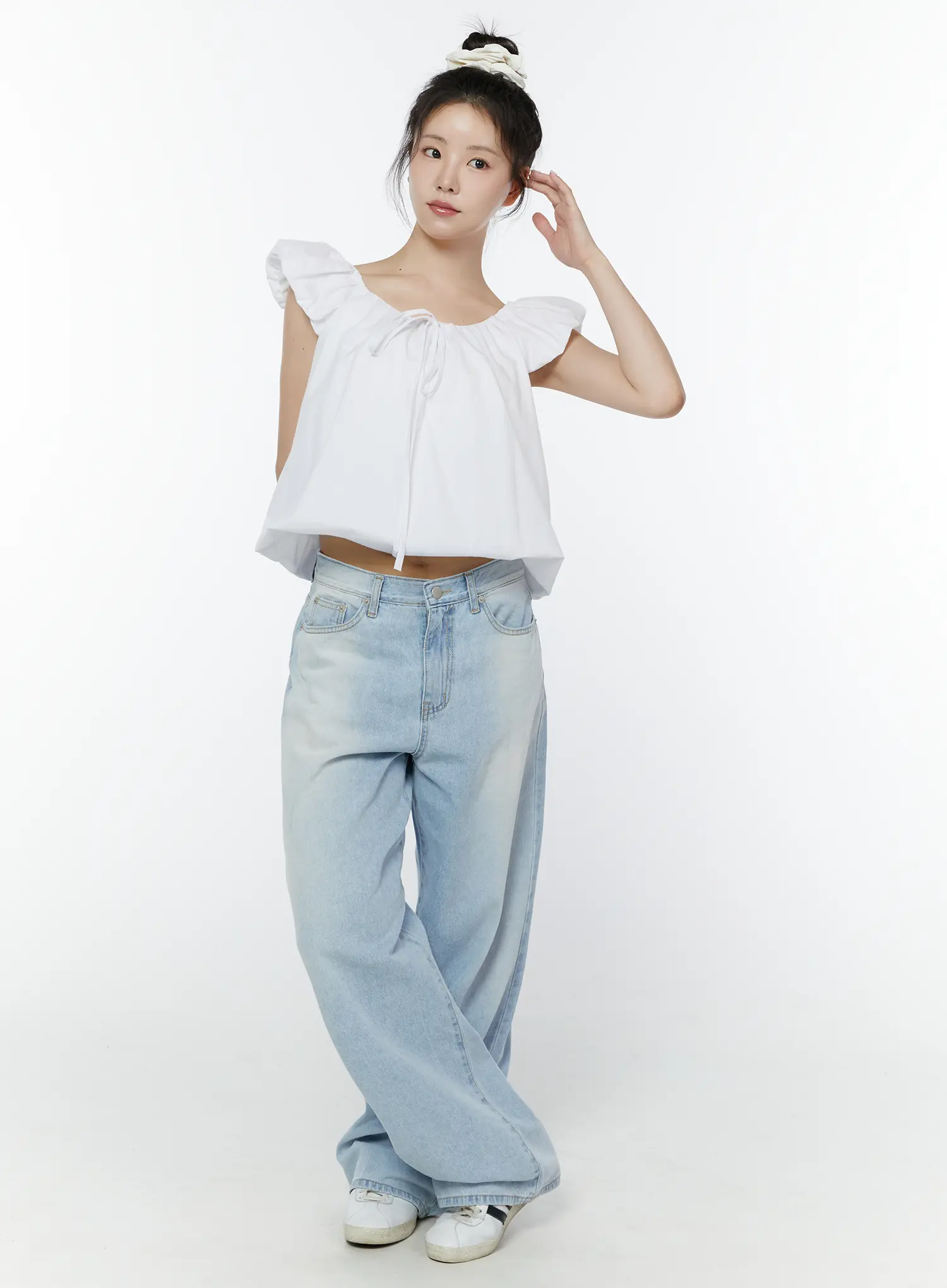 Puff Sleeve Tie-Front Blouse IY511 - Image 8