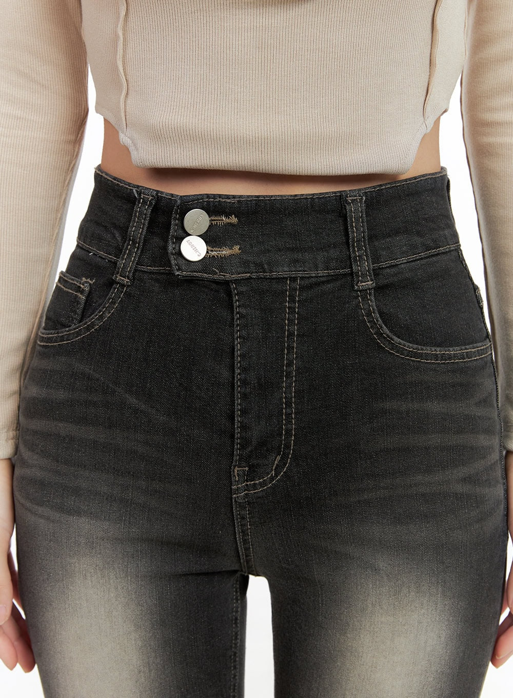Quinn Double-Button Slim Bootcut Jeans CG422 - Image 3