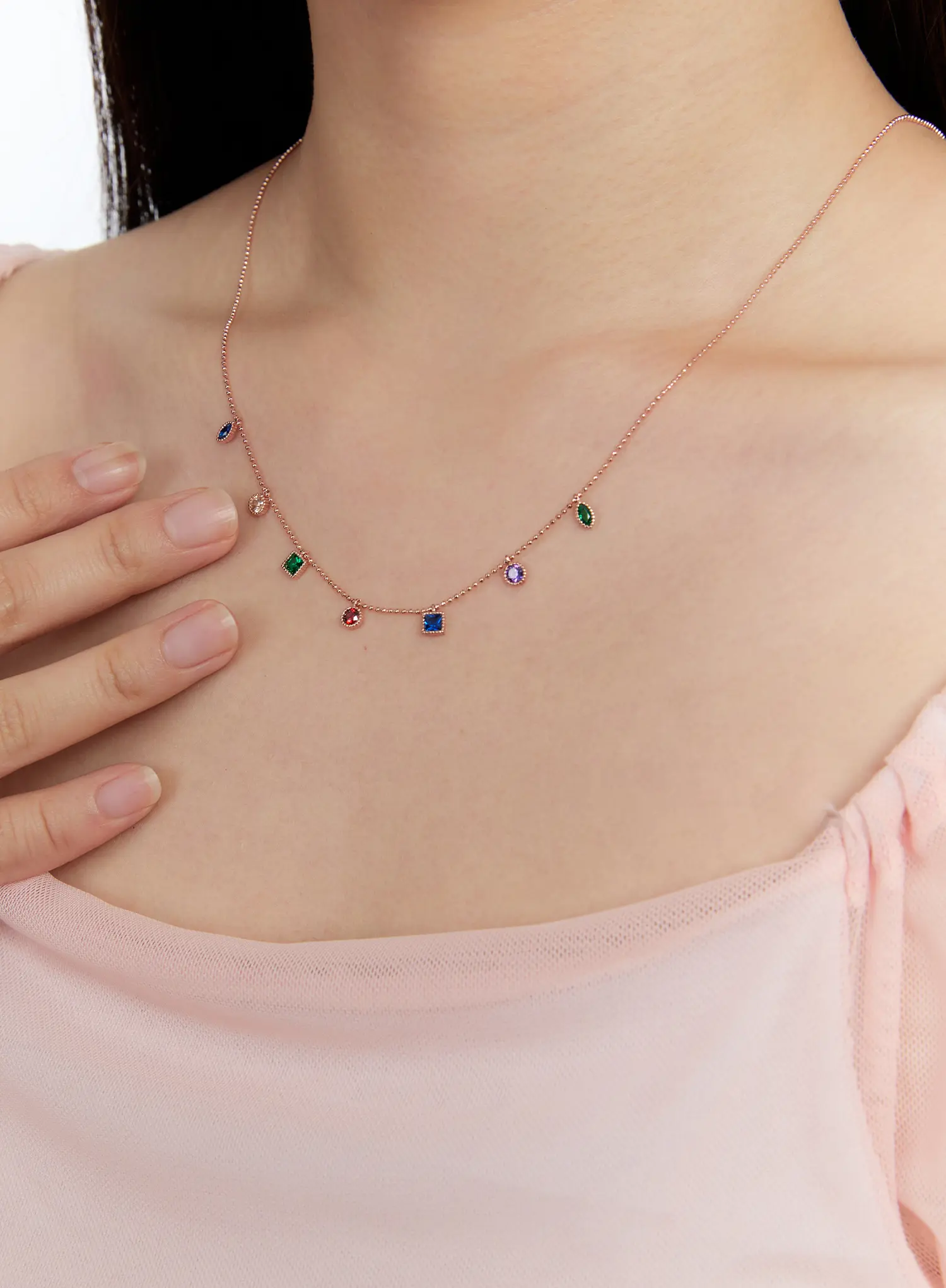 Rainbow Cubic Necklace IS517