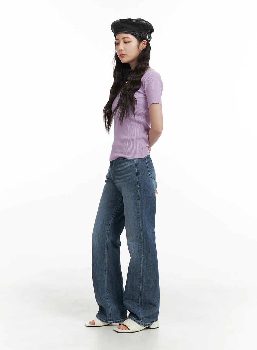Recycled Light Washed Straight Jeans OM425 - Image 4