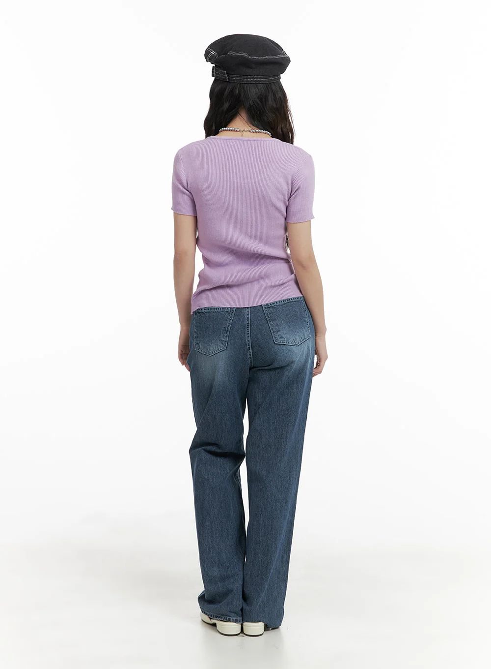 Recycled Light Washed Straight Jeans OM425 - Image 5