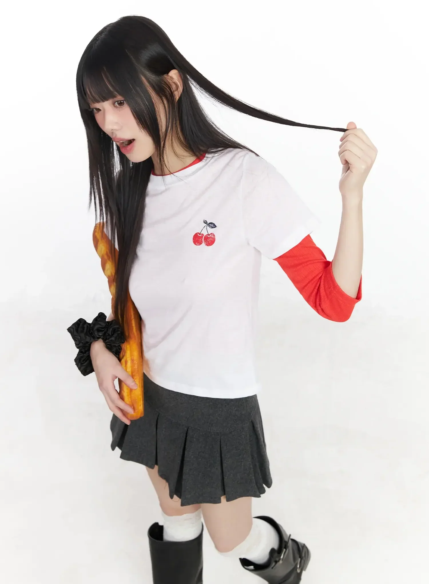 Retro Cherry Semi-Crop Tee F516