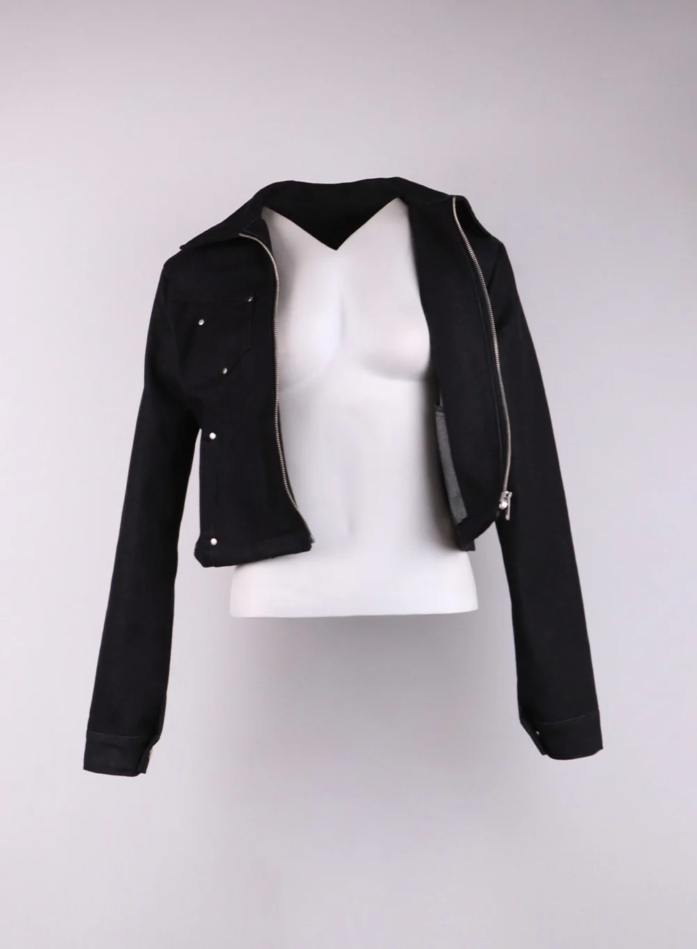 Rhinestone Zipper Denim Jacket CF401 - Image 10
