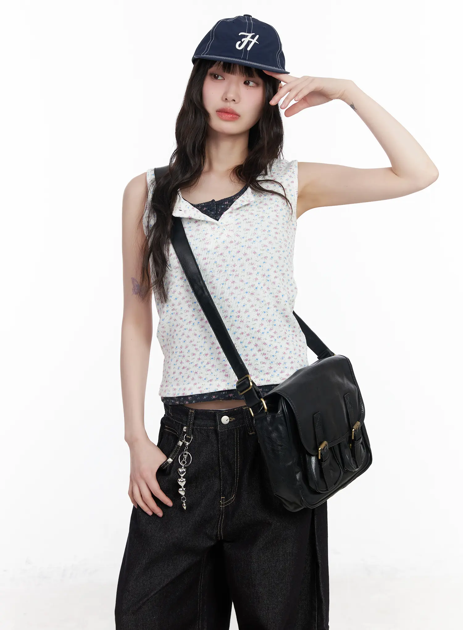 Ribbed Floral Tank Top CM526