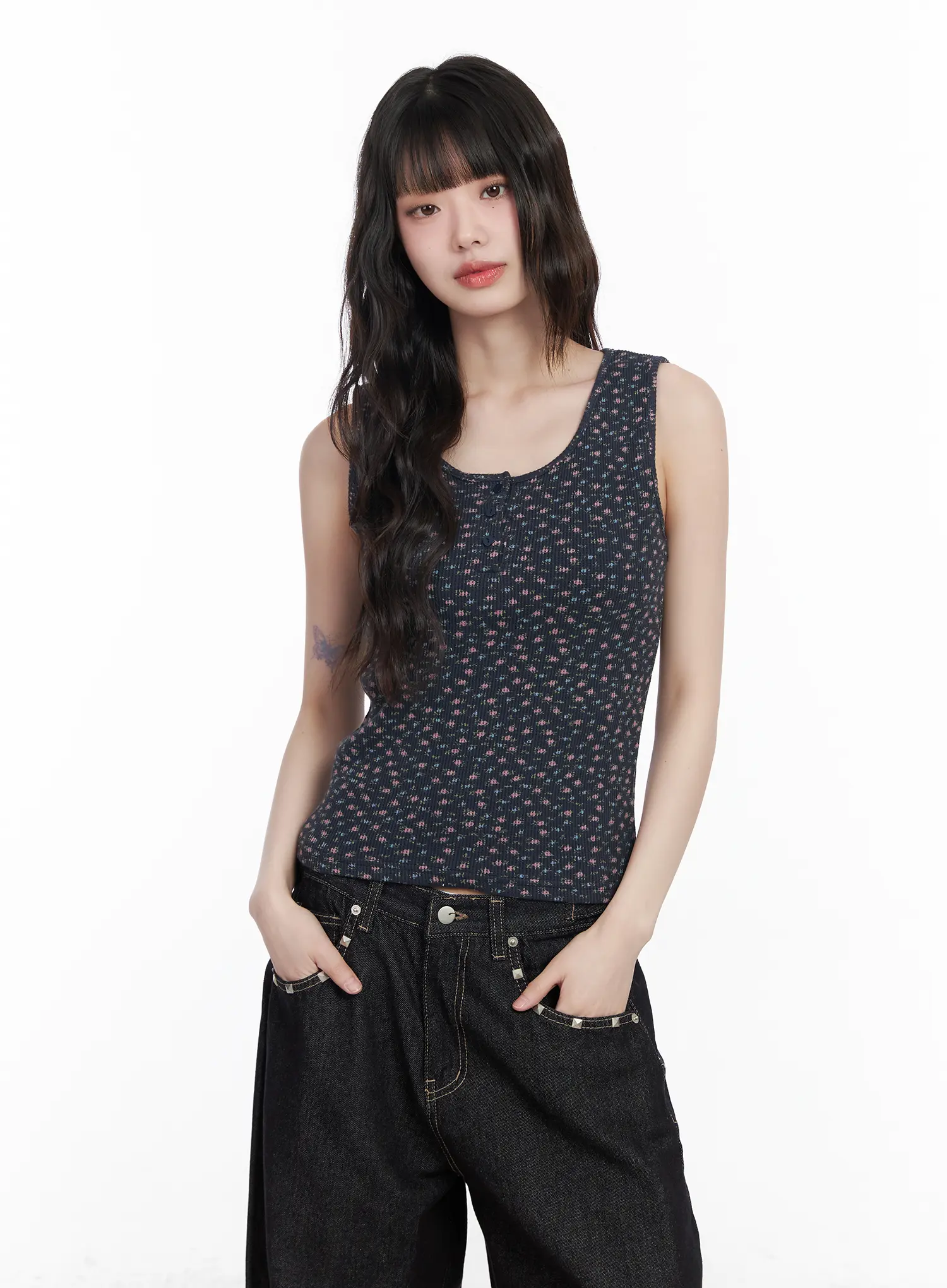 Ribbed Floral Tank Top CM526 - Image 10