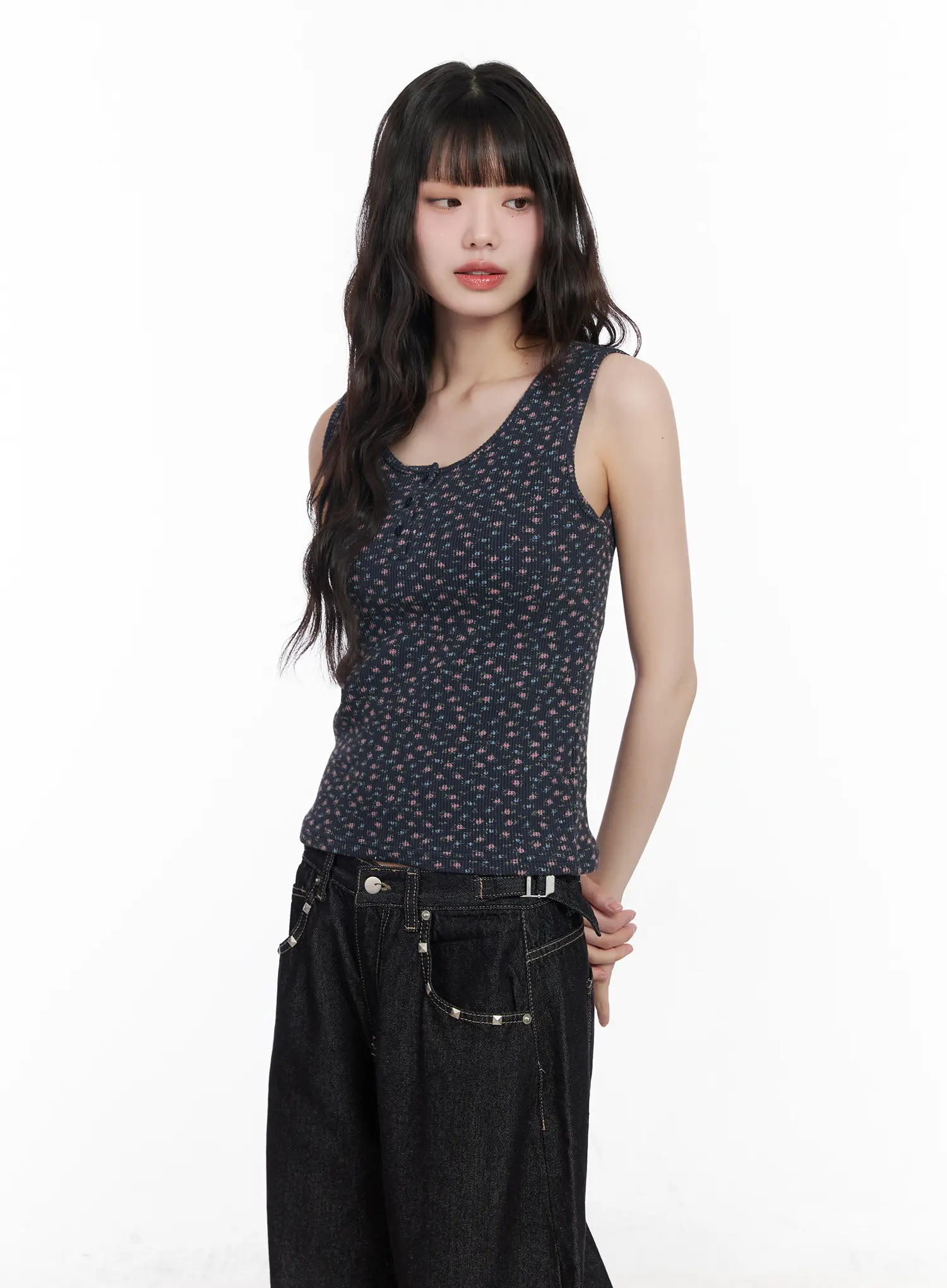 Ribbed Floral Tank Top CM526 - Image 4