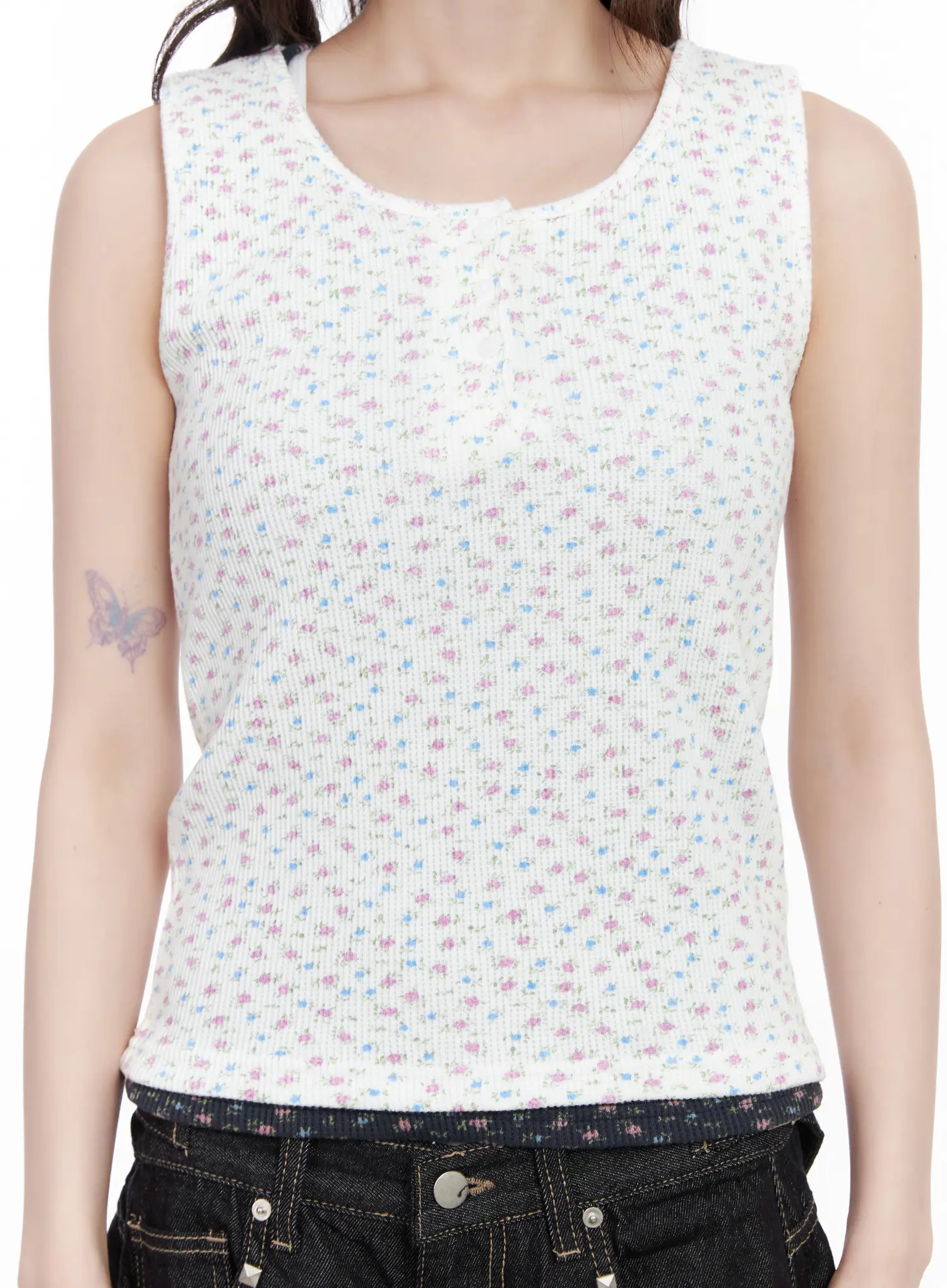 Ribbed Floral Tank Top CM526 - Image 5