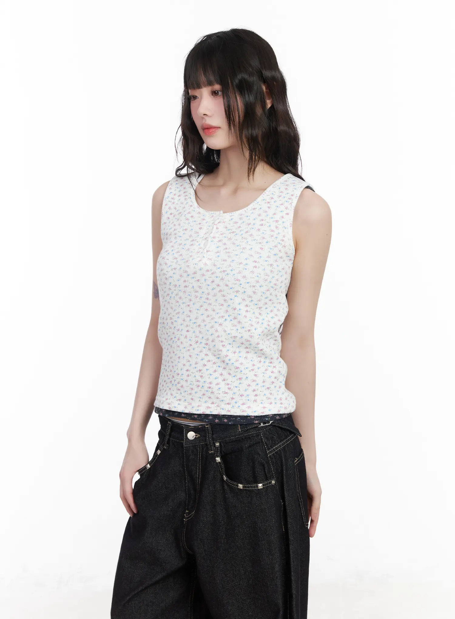 Ribbed Floral Tank Top CM526 - Image 8