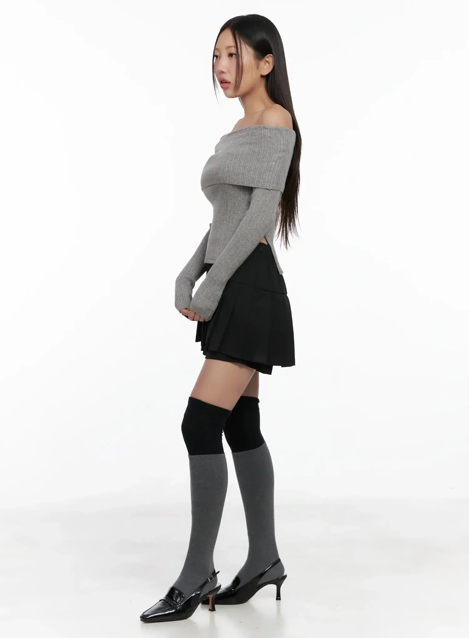 Ribbed Folded Off-Shoulder Top IG527 - Image 7