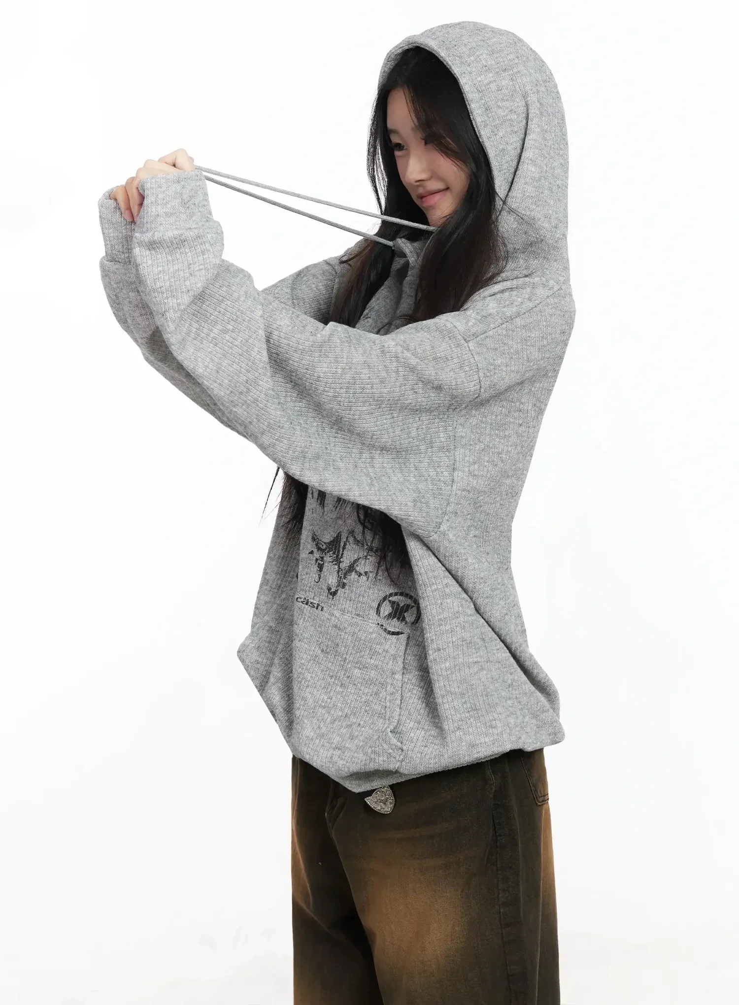 Ribbed Graphic Knit Hoodie IM502 - Image 16