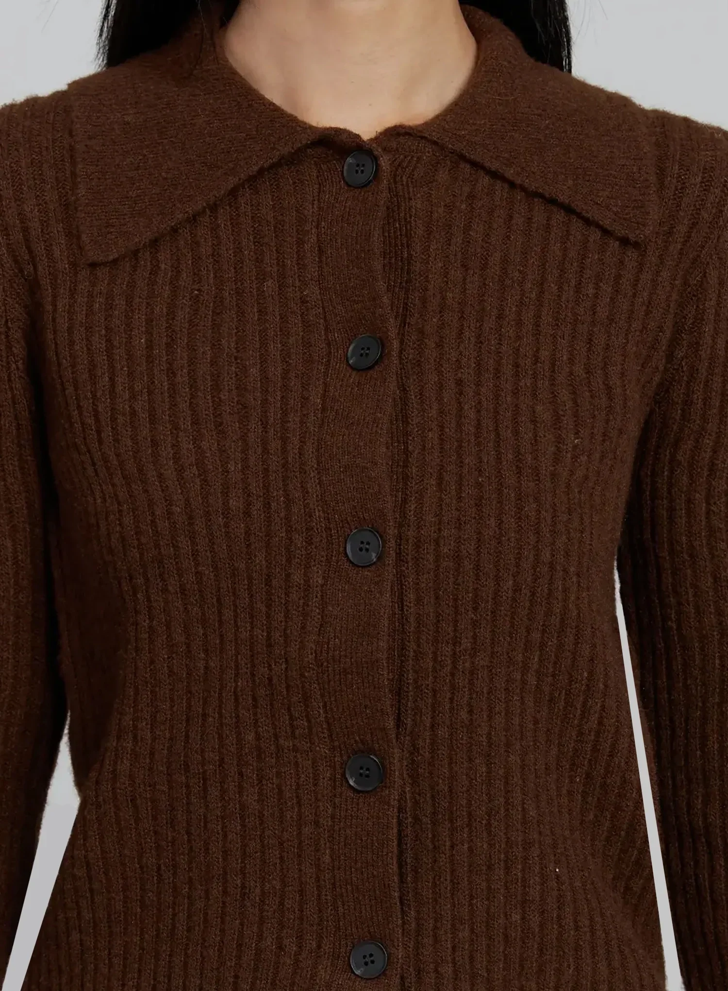 Ribbed Knit Button-Up Cardigan IM520 - Image 4