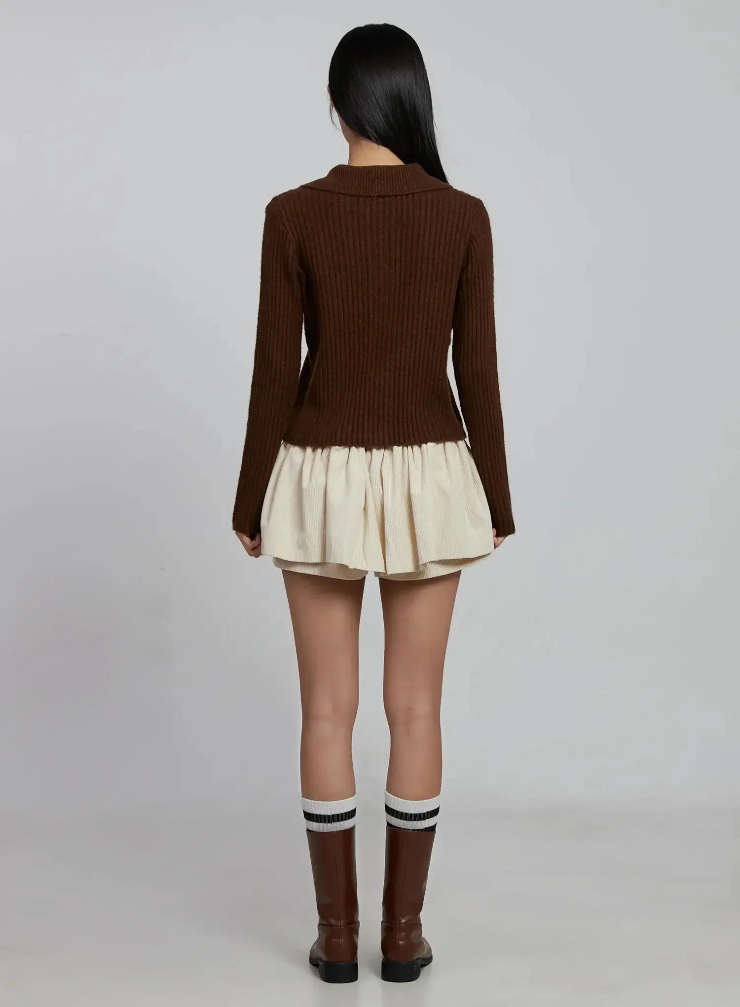 Ribbed Knit Button-Up Cardigan IM520 - Image 7