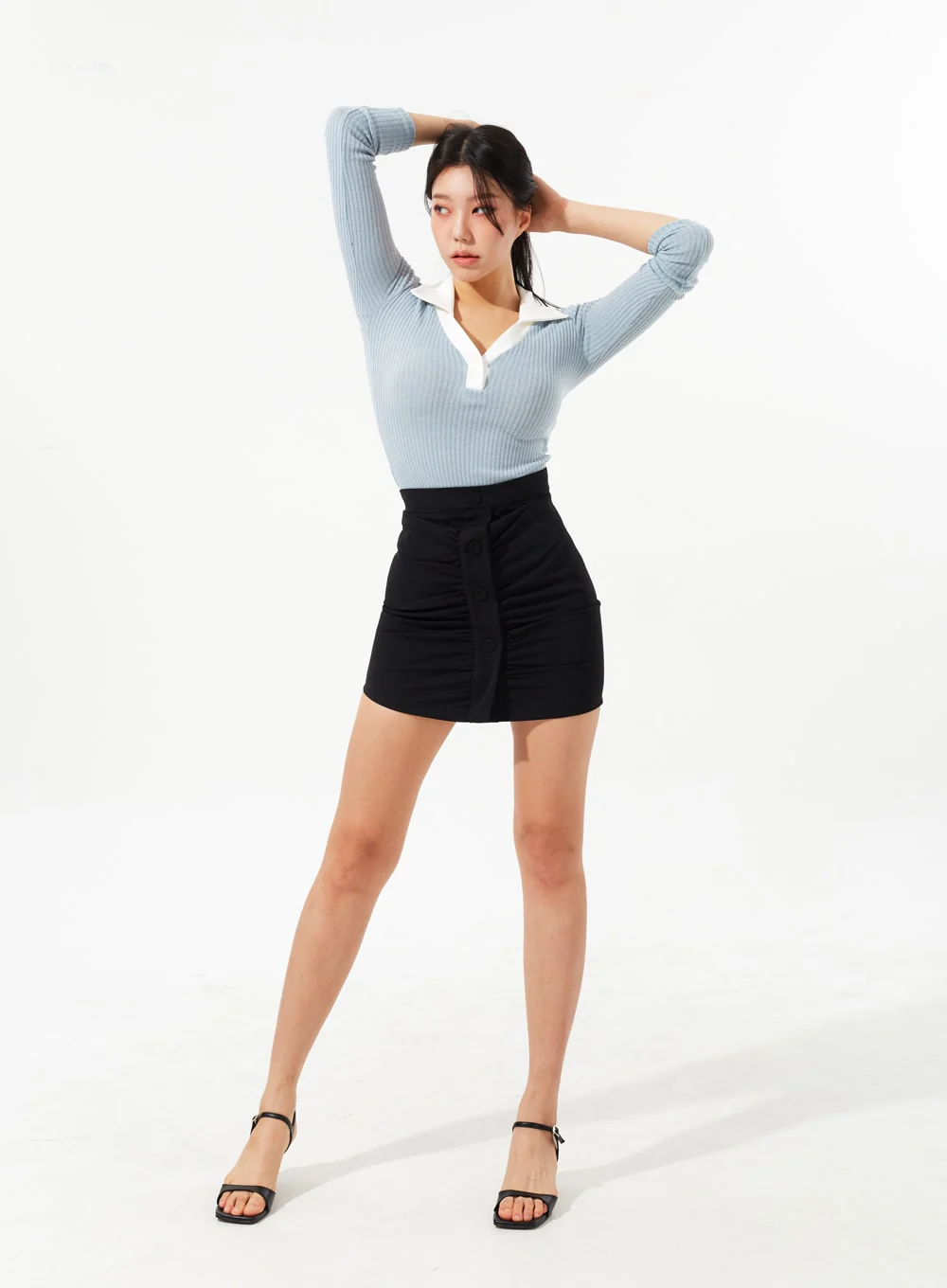 Ribbed Knit V-Neck Top IM323 - Image 8