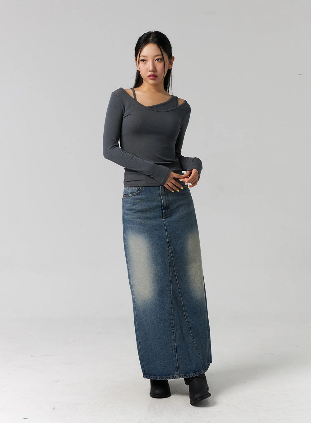 Ribbed Layered Cami and Long Sleeve Top CG316 - Image 8