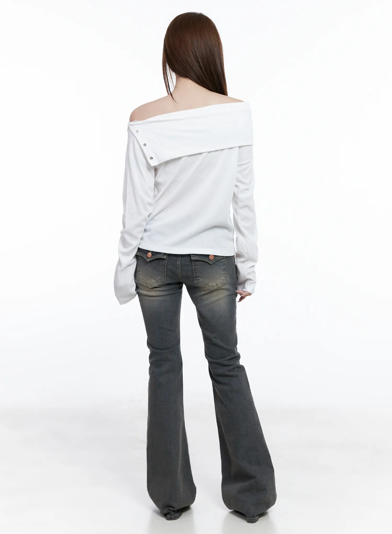 Ribbed Off-Shoulder Long Sleeve Tee CG529 - Image 8