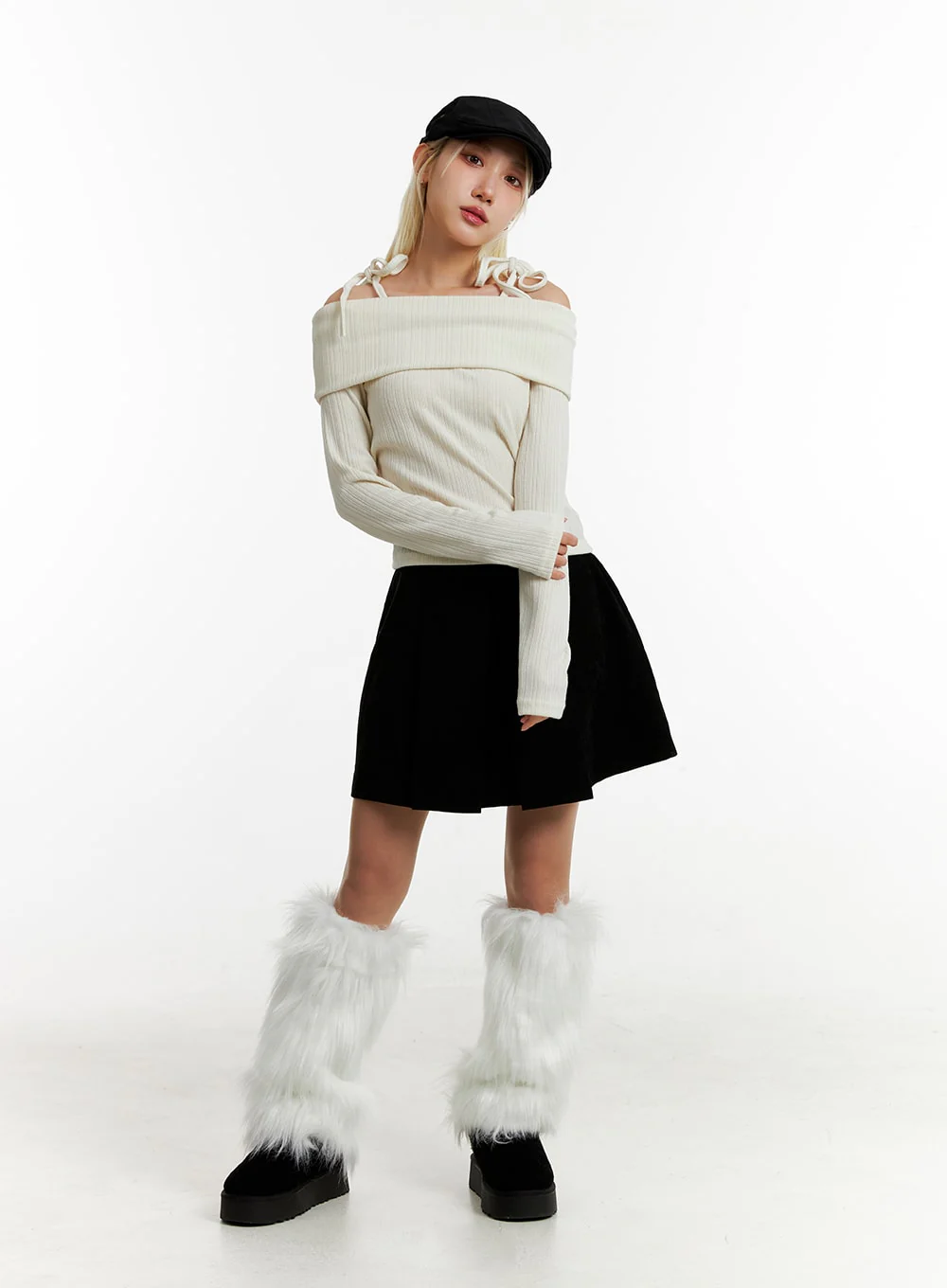 Ribbed Off-Shoulder Long Sleeve Top ID315 - Image 5