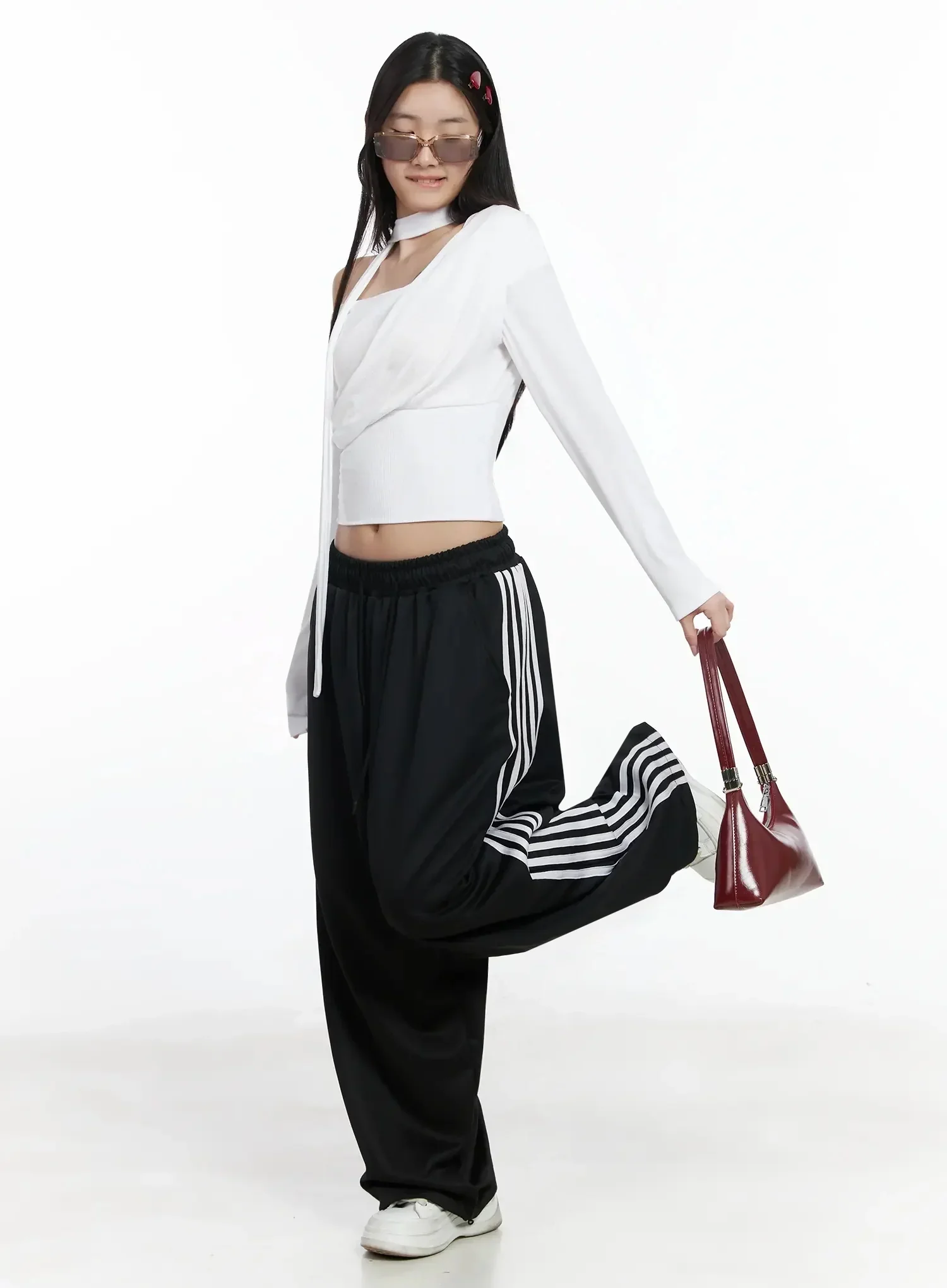 Ribbed Off-Shoulder Top and Scarf Set IM506