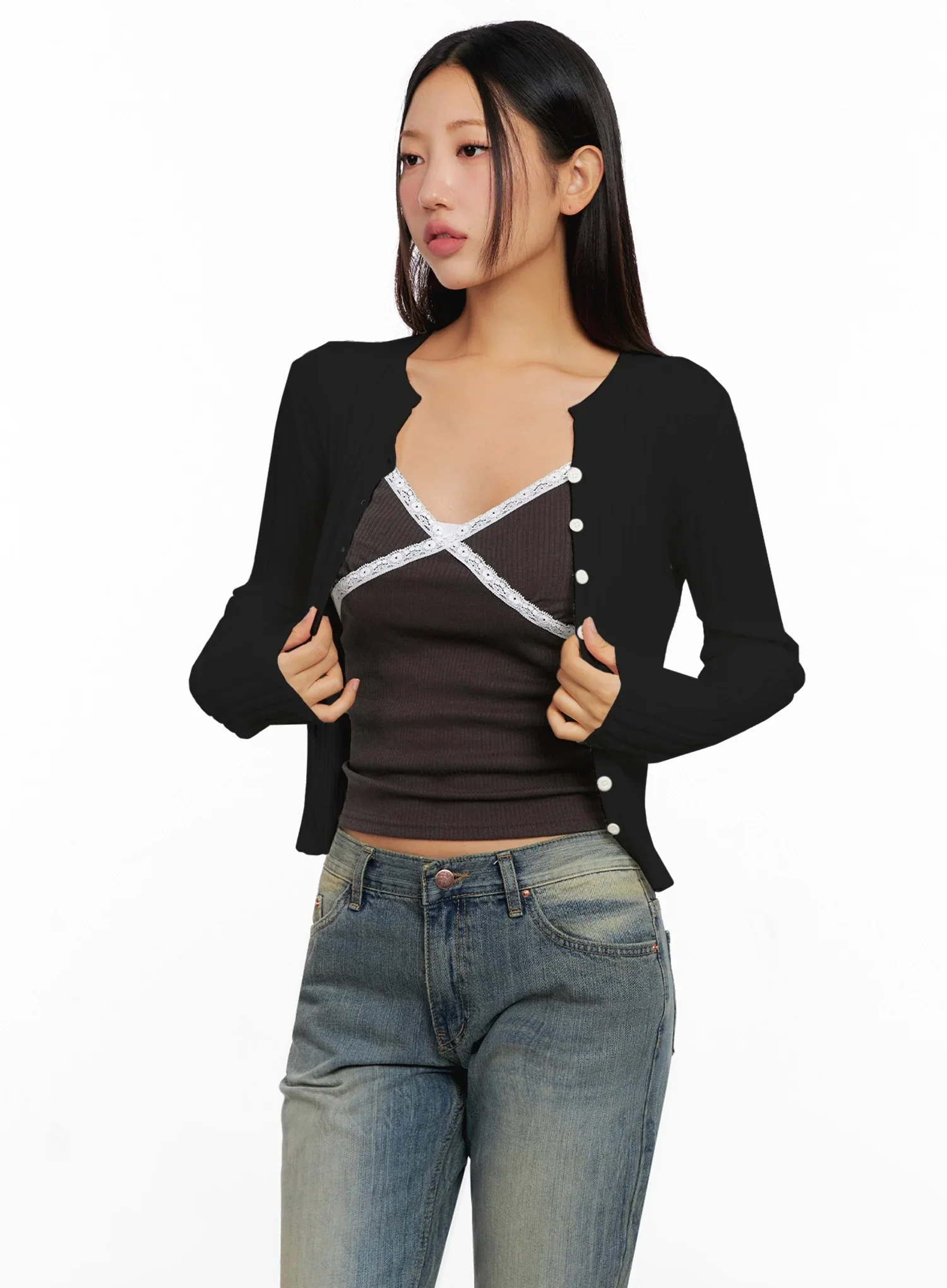 Ribbed Slim Fit Cardigan IG528 - Image 14
