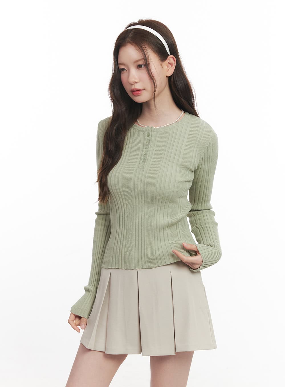 Ribbed Slim-Fit Round Neck Sweater CA502 - Image 3