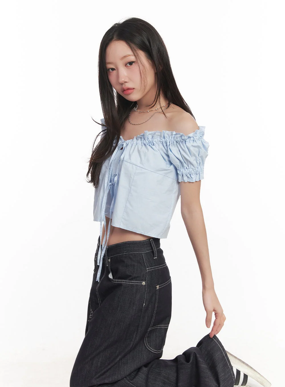 Ribbon Off-Shoulder Blouse Crop Top CA529 - Image 6