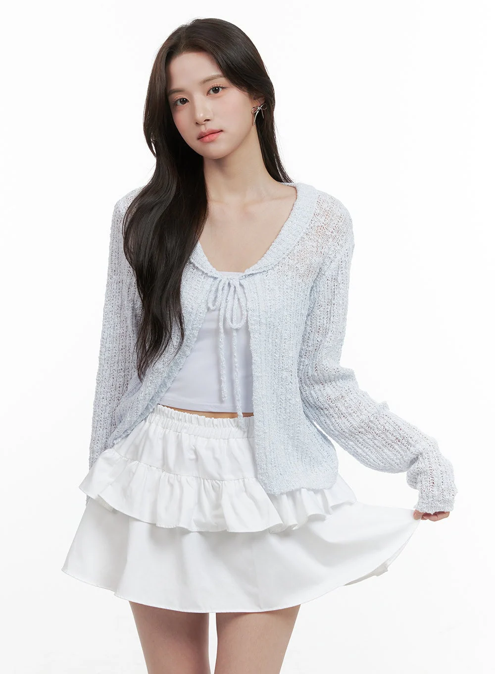 Ribbon Sheer Knit Cardigan OG409
