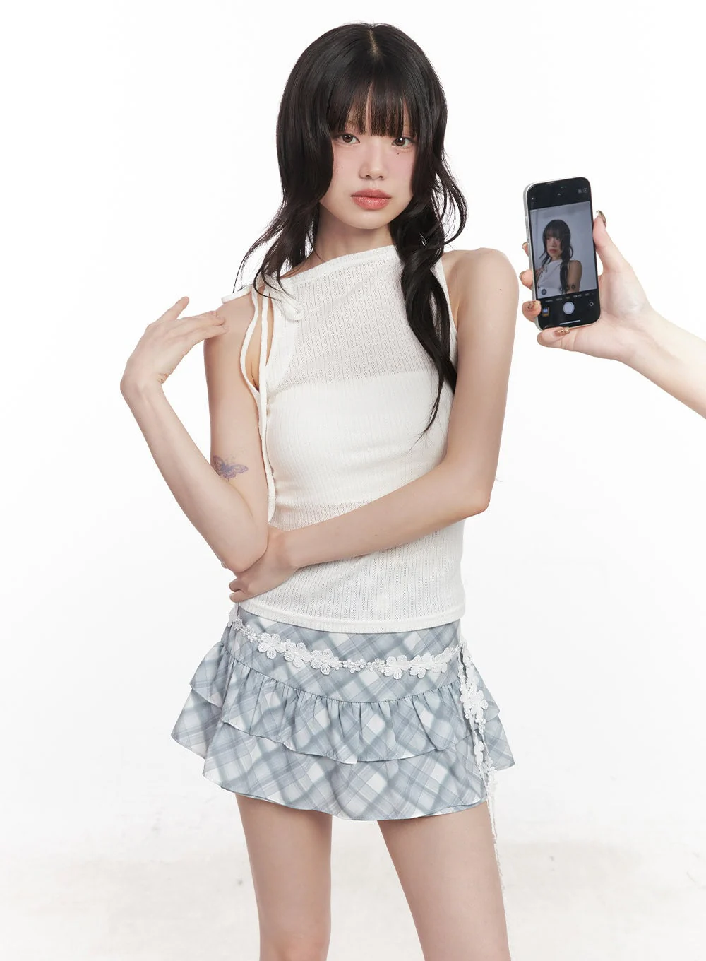 Ribbon-Tie Asymmetric Halter Top CY521