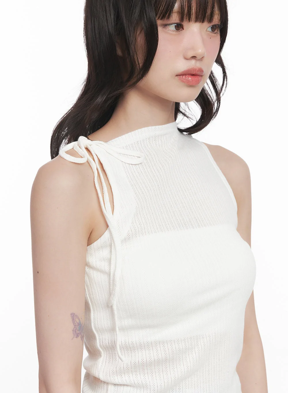 Ribbon-Tie Asymmetric Halter Top CY521 - Image 6