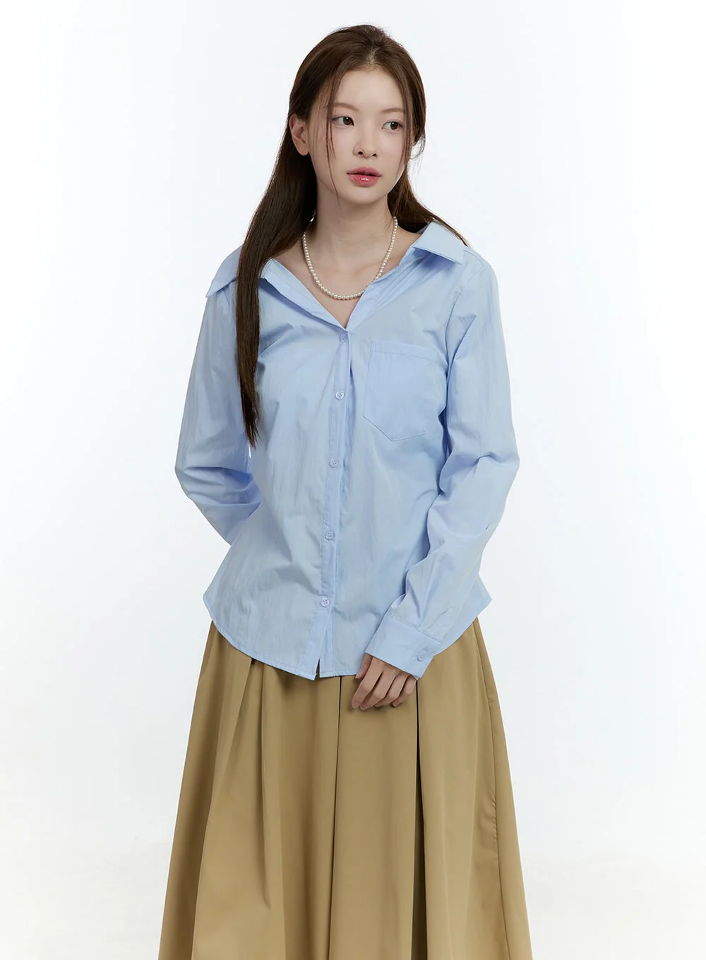 Ribbon-Tie Collared Button-Up CF503 - Image 12
