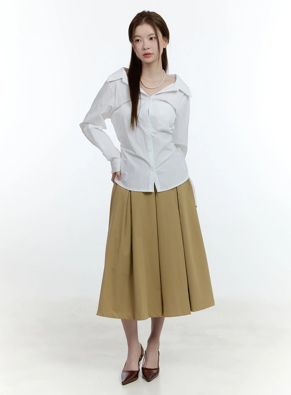 Ribbon-Tie Collared Button-Up CF503 - Image 2