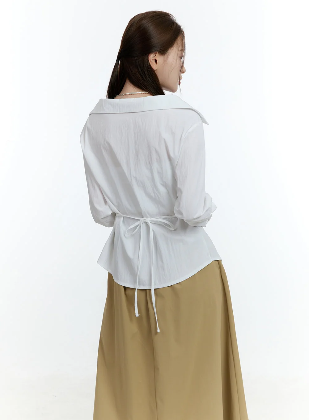 Ribbon-Tie Collared Button-Up CF503 - Image 7
