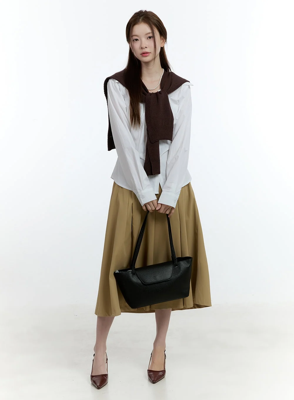 Ribbon-Tie Collared Button-Up CF503 - Image 9