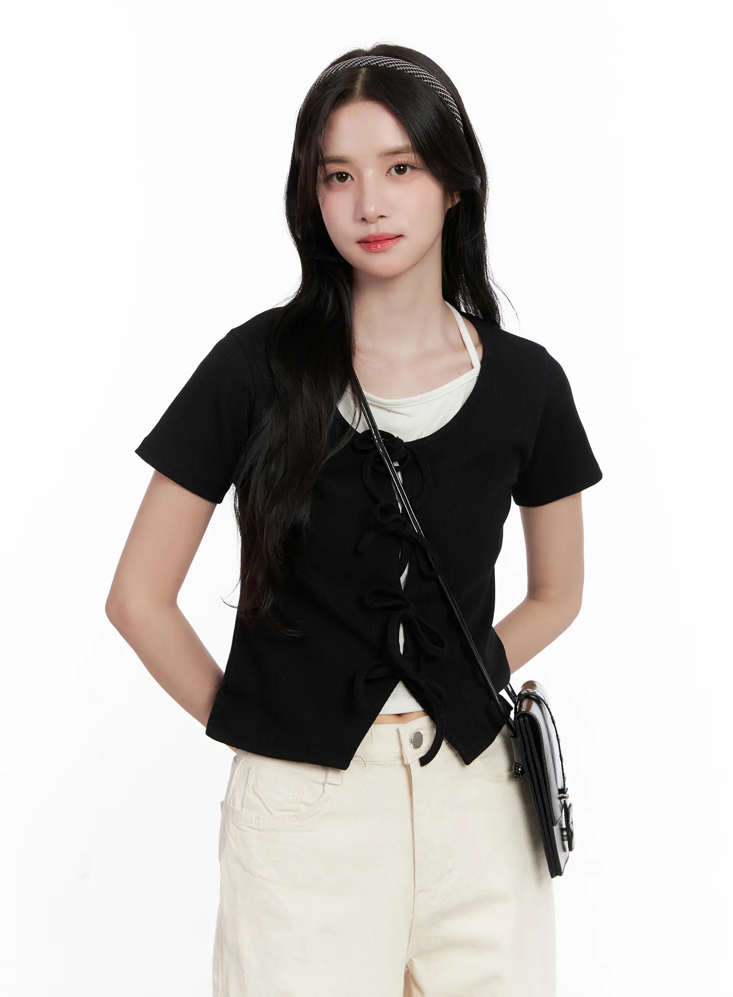 Ribbon-Tie Short-Sleeve Tee CL516 - Image 9