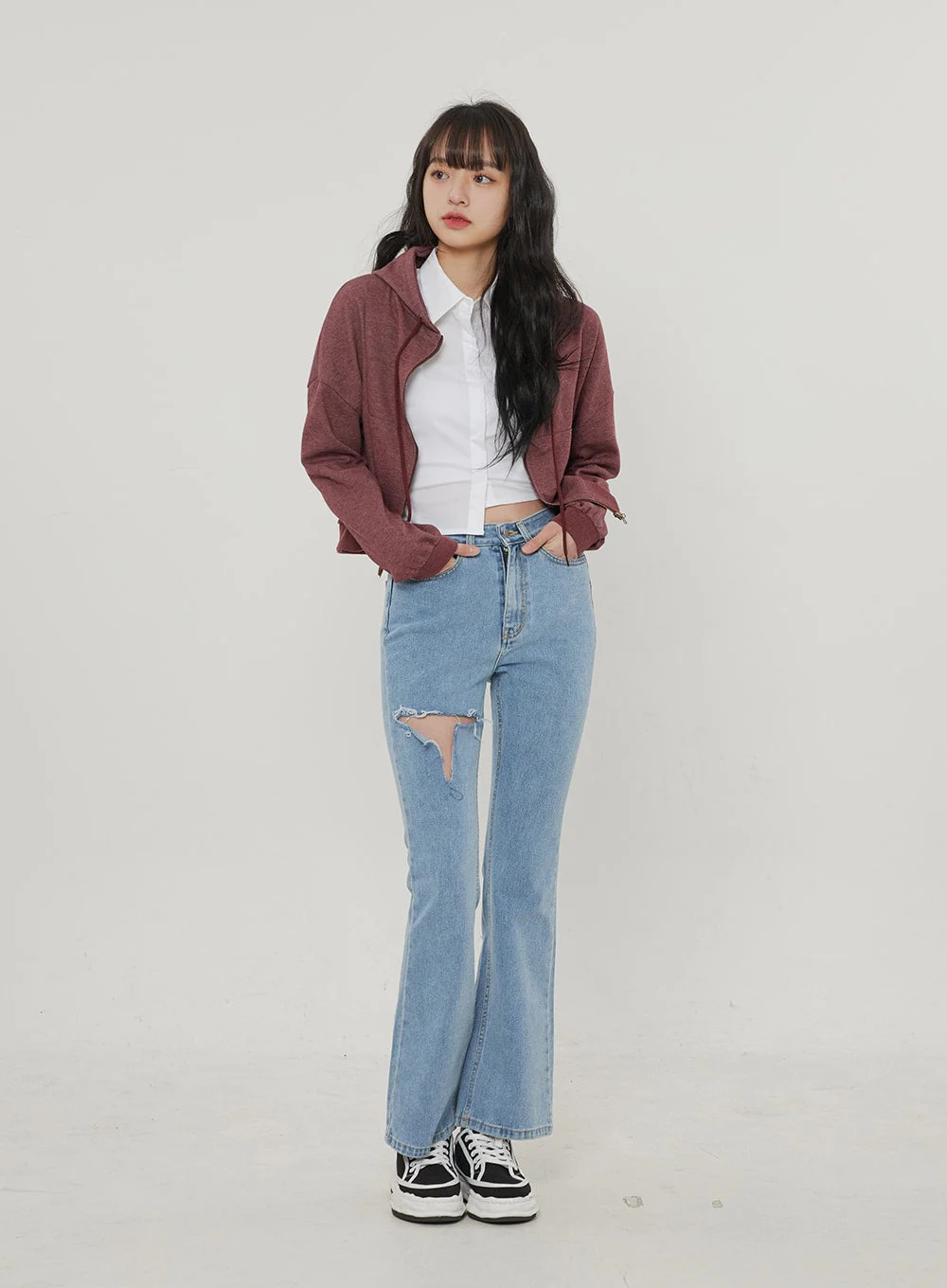 Ripped Bootcut Jeans BF306 - Image 11