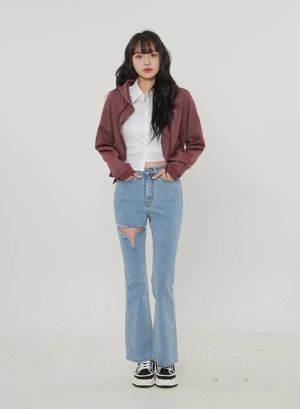 Ripped Bootcut Jeans BF306 - Image 12