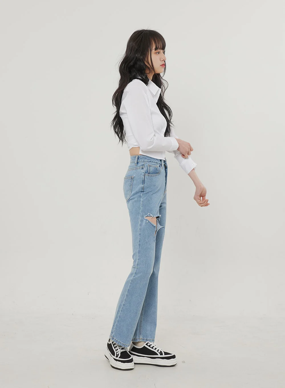 Ripped Bootcut Jeans BF306 - Image 6