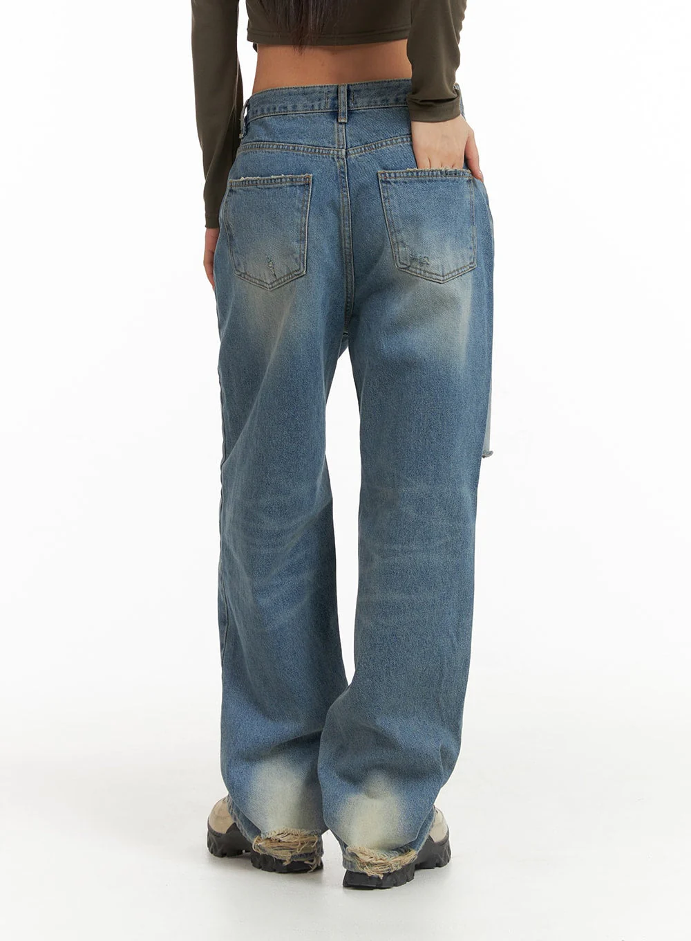 Ripped Washed Wide-Leg Jeans CJ426 - Image 6