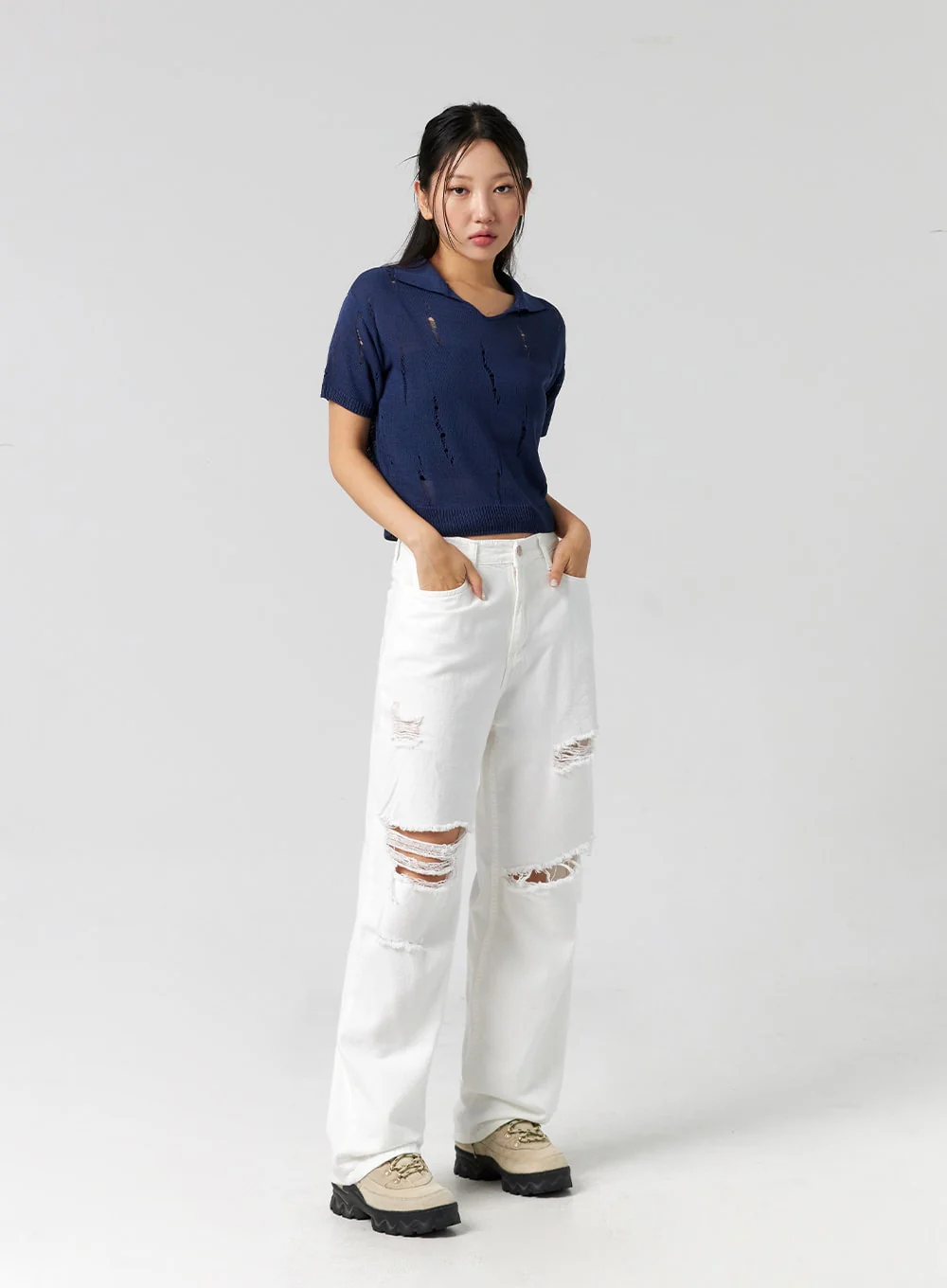 Ripped Wide Fit Cotton Pants CG310 - Image 13