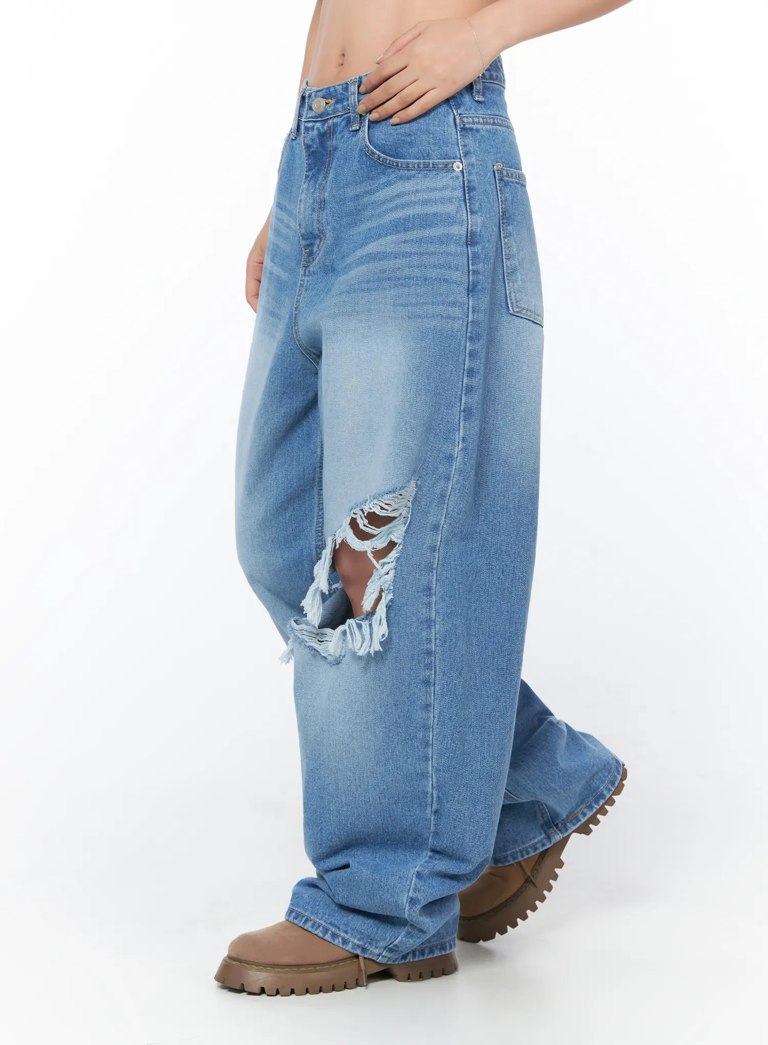 Rivka Distressed Wide Leg Jeans CY512 - Image 3