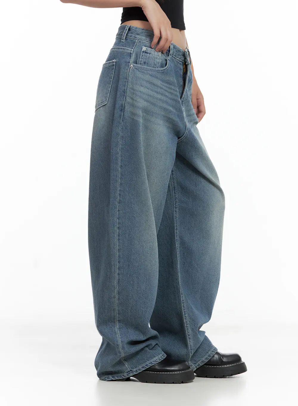 Riwon Retro-Wash Wide Summer Denim Jeans CL508 - Image 5