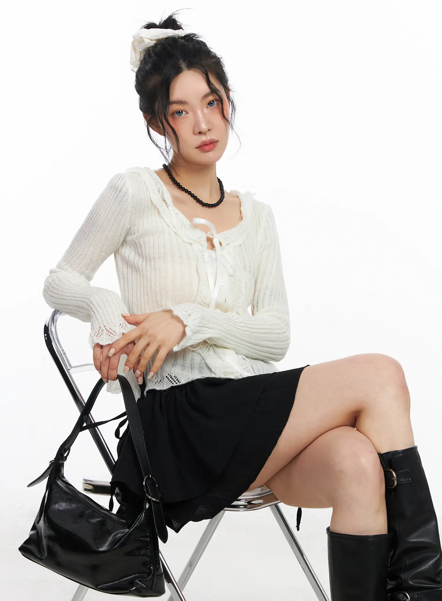 Romantic Frill Ribbon Knit Cardigan CJ523 - Image 6