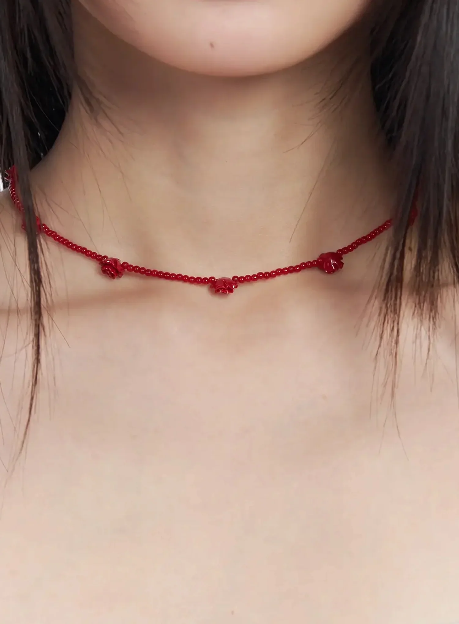 Rose Beaded Choker Necklace IF505