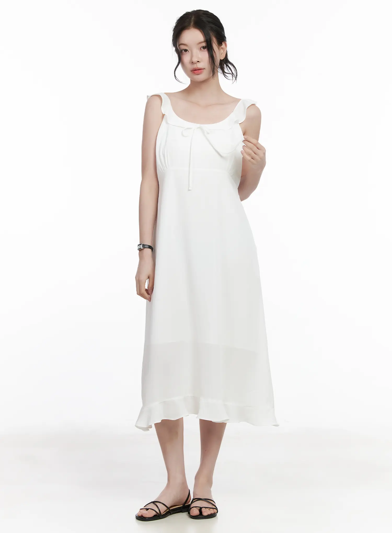 Round Neck Frill Maxi Dress CA509 - Image 2