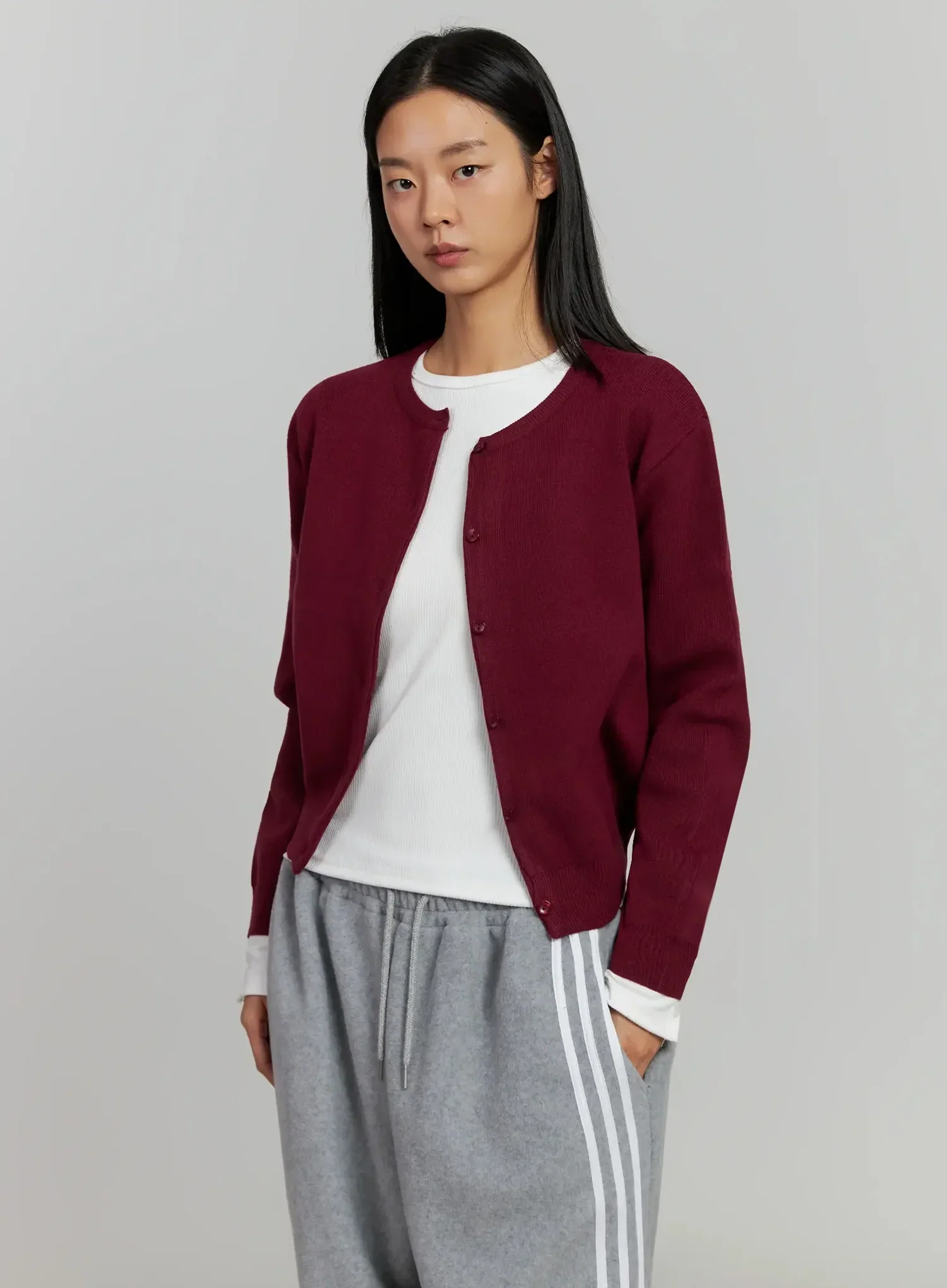 Round Neck Knit Cardigan IJ505 - Image 14