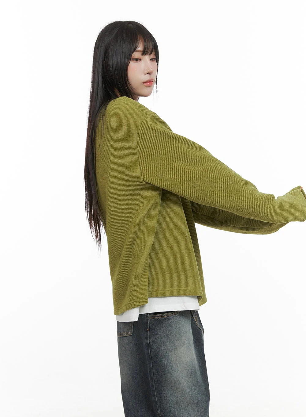Round Neck Long Sleeve Cardigan CG430 - Image 4