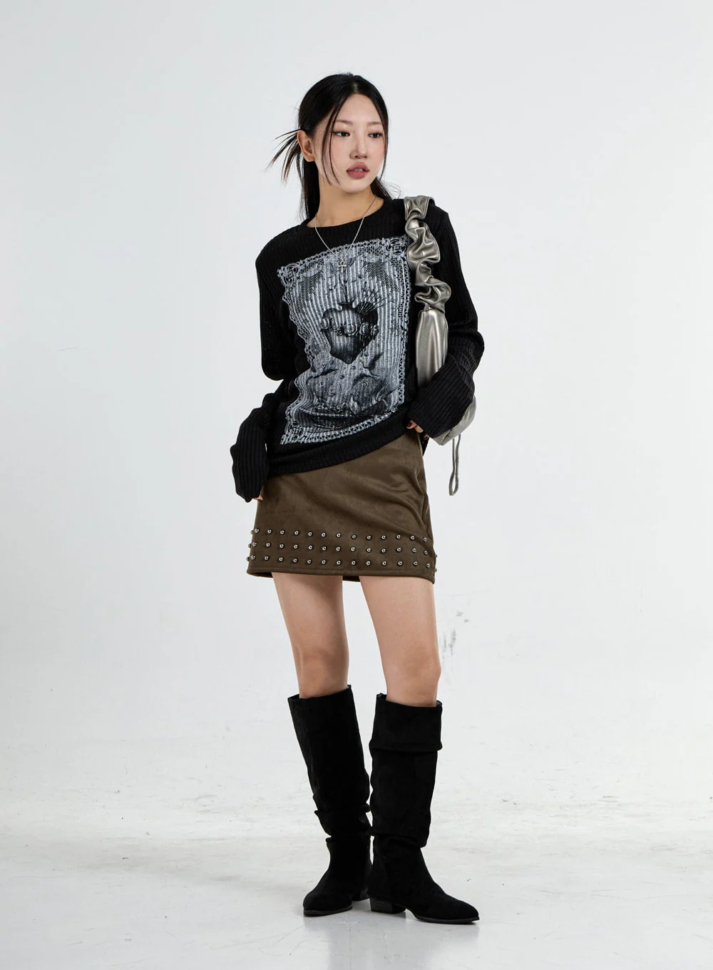 Round Neck Printed Knit CO07 - Image 3