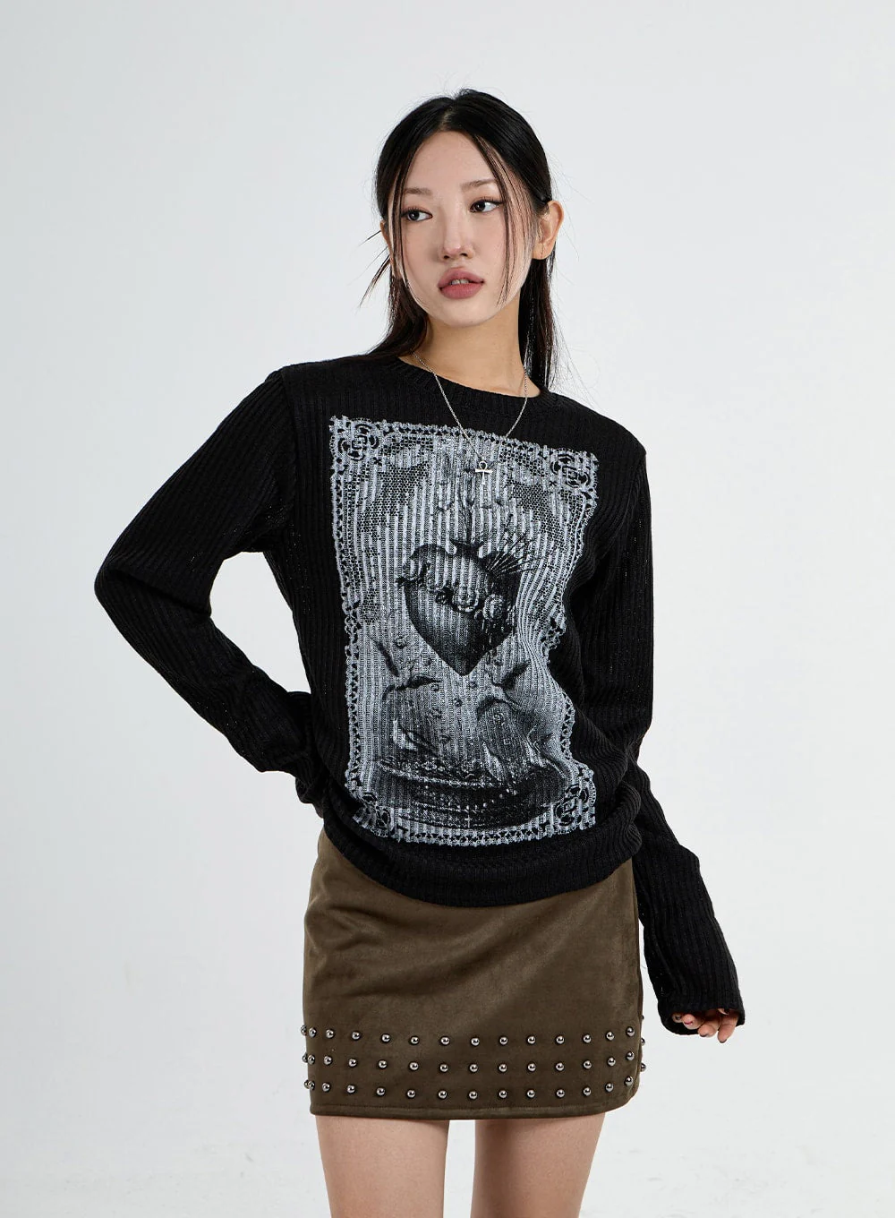 Round Neck Printed Knit CO07 - Image 5